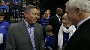 Bull and Nancy with Univ. of Memphis Athletic Director, Tom Bowen at the jersey retirement