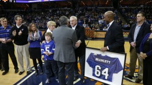 Presentation of retired jersey by the U of M Athletic Director, Tom Bowen and M-Club President, Dwight Boyd